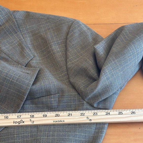 BOSS Boss Hugo 46L gray tan blue plaid wool
Sports coat suit jacket long - Picture 8 of 12
